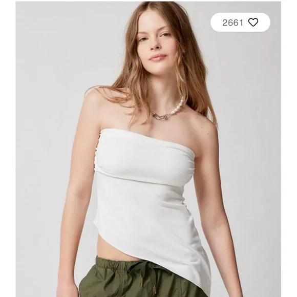 eu4ria WHITE CROSS TUBE TOP コルセット Urban Outfitters | Tops | Urban Outfitters Y2k Asymmetrical